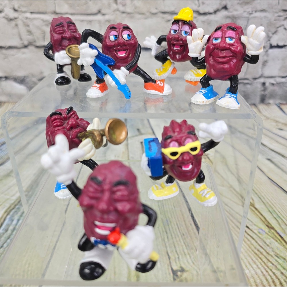 California Raisins Vintage PVC Figures Set of 7 80s Retro Music Mascot Toy‎ Lot